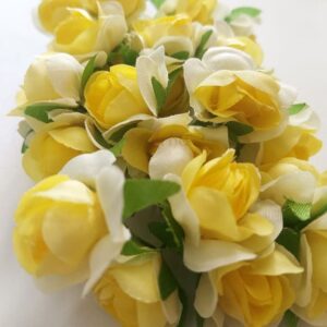 FLOWER0025- 12 PCs YELLOW & WHITE FABRIC FLOWER