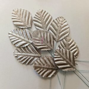 FLOWER0026- 10 PCs SILVER FABRIC LEAF
