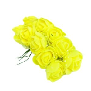 FLOWER0030- 24 PCs LEMON YELLOW FOAM FLOWER