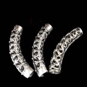 PIPES02- ARNAS 4 PIECES PACK OF SILVER OXIDIZED| GERMAN SILVER CONNECTORS FOR JEWELLERY MAKING