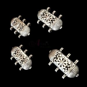 TABEEZS0007- ARNAS 6 PIECES PACK OF SILVER OXIDIZED| GERMAN SILVER TABEEZ FOR JEWELLERY MAKING