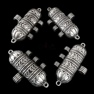 TABEEZS0008- ARNAS 6 PIECES PACK OF SILVER OXIDIZED| GERMAN SILVER TABEEZ FOR JEWELLERY MAKING