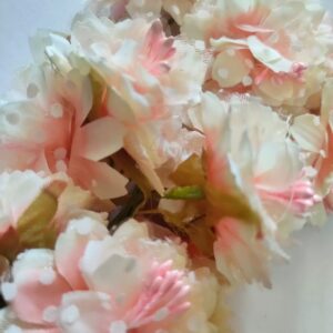 FLOWER0037- 12 PCs PACK OF PINK & WHITE FABRIC FLOWER
