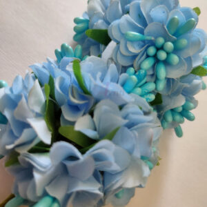 FLOWER0038- 12 PCs PACK OF BLUE FABRIC FLOWER