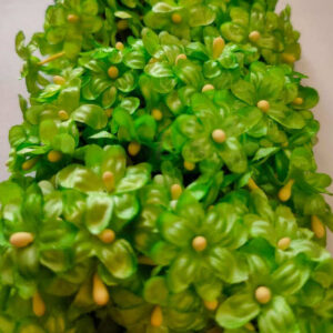FLOWER0040- 12 PCs PACK OF GREEN FABRIC FLOWER