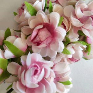 FLOWER0047- 12 PCs PACK OF PINK & WHITE FABRIC FLOWER