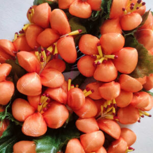 FLOWER0049- 12 PCs PACK OF PEACH FABRIC FLOWER