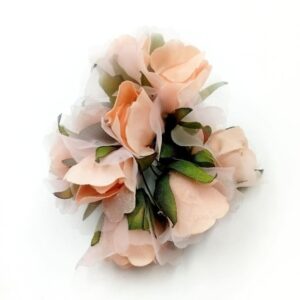 FLOWER0051- 12 PCs PACK OF PEACH PINK FABRIC ROSE FLOWER FOR FABRIC JEWELLERY