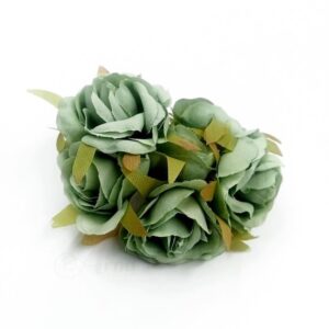 FLOWER0052- 12 PCs PACK OF DULL GREEN FABRIC FLOWER