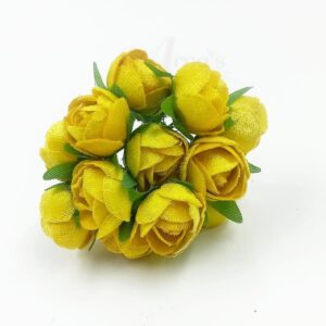 FLOWER0057- 12 PCs PACK OF YELLOW FABRIC FLOWER