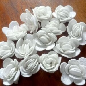 FLOWER0059- 20 PCs PACK OF WHITE PINK FABRIC FLOWER