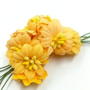 FLOWER0061- 12 PCs PACK OF YELLOW FABRIC FLOWER