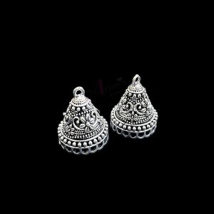 JHUMKAs0049- 3 PAIRS PACK OF GERMAN SILVER | OXIDIZED SILVER JHUMKIES FOR EARRING MAKING3 PAIRS PACK OF GERMAN SILVER | OXIDIZED SILVER JHUMKIES FOR EARRING MAKING