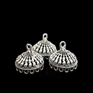 JHUMKAs0057- 3 PAIRS PACK OF GERMAN SILVER | OXIDIZED SILVER JHUMKIES FOR EARRING MAKING