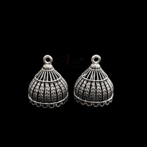 JHUMKAs0058- 3 PAIRS PACK OF GERMAN SILVER | OXIDIZED SILVER JHUMKIES FOR EARRING MAKING