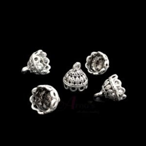 JHUMKAs0063- 5 PAIRS PACK OF GERMAN SILVER | OXIDIZED SILVER JHUMKIES FOR EARRING MAKING