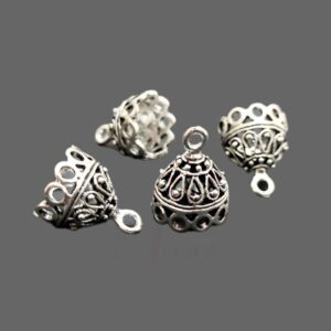 JHUMKAs0064- 5 PAIRS PACK OF GERMAN SILVER | OXIDIZED SILVER JHUMKIES FOR EARRING MAKING