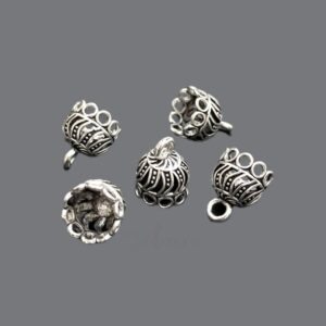 JHUMKAs0065- 5 PAIRS PACK OF GERMAN SILVER | OXIDIZED SILVER JHUMKIES FOR EARRING MAKING