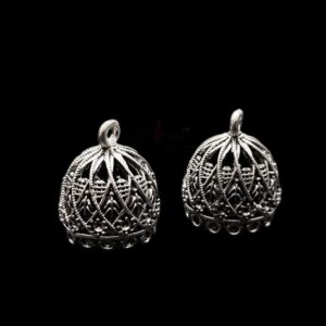 JHUMKAs0066- 3 PAIRS PACK OF GERMAN SILVER | OXIDIZED SILVER JHUMKIES FOR EARRING MAKING