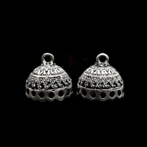 JHUMKAs0069- 2 PAIRS PACK OF GERMAN SILVER | OXIDIZED SILVER JHUMKIES FOR EARRING MAKING