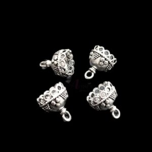 JHUMKAs0078- 2 PAIRS PACK OF GERMAN SILVER | OXIDIZED SILVER JHUMKIES FOR EARRING MAKING