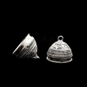 JHUMKAs0079- 1 PAIR OF GERMAN SILVER | OXIDIZED SILVER JHUMKIES FOR EARRING MAKING