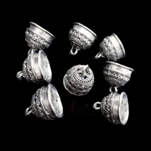 JHUMKAs0082- 5 PAIRS PACK OF GERMAN SILVER | OXIDIZED SILVER JHUMKIES FOR EARRING MAKING