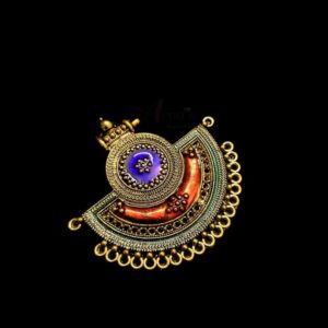 MEENAP0044- ARNAS 2 PCs PACK OF RED GREEN MEENAKARI GOLD PALTED OXIDIZED BIG PENDANT