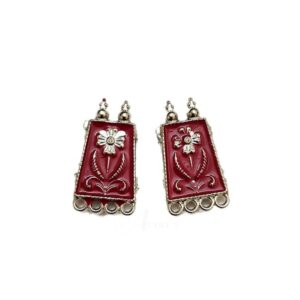 MEENAP0055- ARNAS 4 PCs PACK OF RED MEENAKARI SILVER PALTED OXIDIZED PENDANT