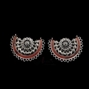 MEENAP0059- ARNAS 4 PCs PACK OF RED MEENAKARI SILVER PALTED OXIDIZED PENDANT