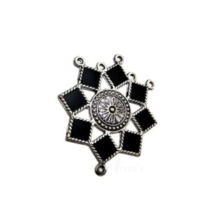 MEENAP0061- ARNAS 2 PCs PACK OF BLACK MEENAKARI SILVER PALTED OXIDIZED PENDANT