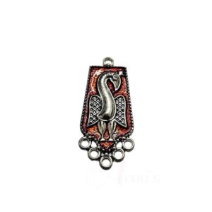 MEENAP0062- ARNAS 2 PCs PACK OF RED MEENAKARI SILVER PALTED OXIDIZED PENDANT