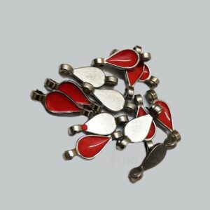 MEENAP0069- ARNAS 10 PCs PACK OF ORANGE MEENAKARI SILVER PALTED OXIDIZED PENDANT