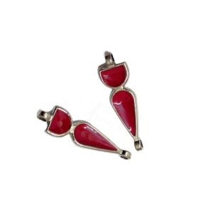 MEENAP0075- ARNAS 4 PCs PACK OF RED MEENAKARI SILVER PALTED OXIDIZED PENDANT