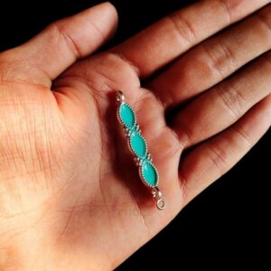 ARNAS 6 PCs PACK OF CYAN MEENAKARI SILVER PALTED OXIDIZED PENDANT