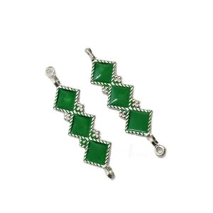 ARNAS 6 PCs PACK OF GREEN MEENAKARI SILVER PALTED OXIDIZED PENDANT