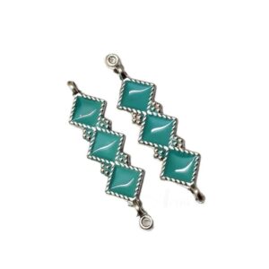 ARNAS 6 PCs PACK OF CYAN MEENAKARI SILVER PALTED OXIDIZED PENDANT