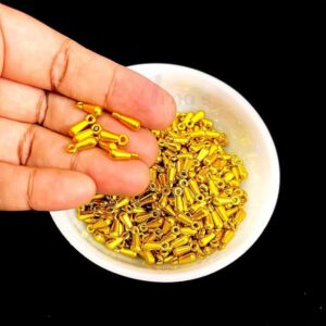 OXIBEADG0003- 50 GM PACK OF GOLDEN SMALL GERMAN SILVER METAL BEADS