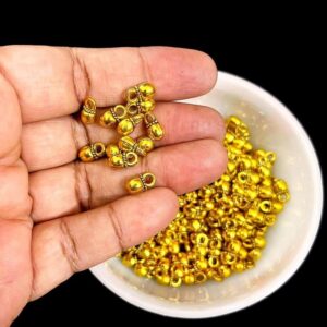 OXIBEADG0004- 50 GM PACK OF GOLDEN GHUNGROO MOTIF GERMAN SILVER METAL BEADS