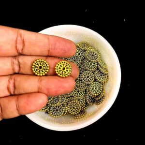 OXIBEADG0007- 50 GM PACK OF GOLDEN GHUNGROO MOTIF GERMAN SILVER METAL BEADS