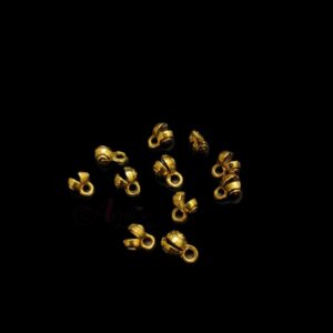 OXIBEADG0014- 50 GM PACK OF GOLDEN DESIGNER MOTIF GERMAN SILVER METAL BEADS