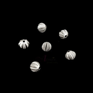 OXIBEADS0004- 50 GM PACK OF ROUND GERMAN SILVER METAL BEADS