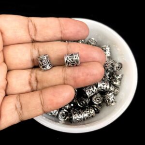 OXIBEADS0010- 50 GM PACK OF ROUND GERMAN SILVER METAL BEADS