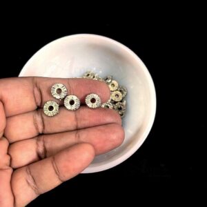 OXIBEADS0017- 50 GM PACK OF ROUND GERMAN SILVER METAL BEADS