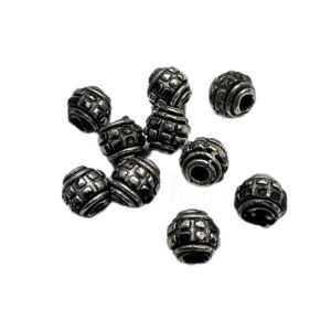 OXIBEADS0034- 50 GM PACK OF SILVER DESIGNER SMALL GERMAN SILVER METAL BEADS