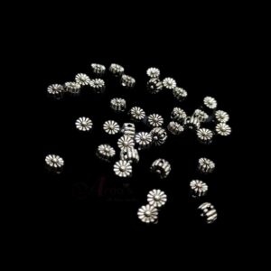 OXIBEADS0037- 50 GM PACK OF SILVER DESIGNER SMALL GERMAN SILVER METAL BEADS