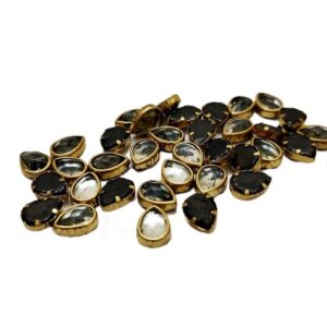 ARNA'S 1 PACK OF SIZE 9 MM X 7 MM TRANSPARENT WHITE DROP MOTIF STICKING KUNDAN FOR EARRING| JEWELLERY MAKING