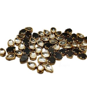 SKUNDAN0004- ARNA'S 1 PACK OF SIZE 6 MM X 4 MM TRANSPARENT WHITE DROP MOTIF STICKING KUNDAN FOR EARRING| JEWELLERY MAKING