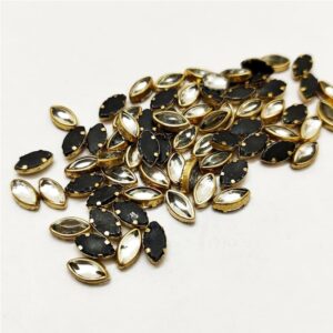 ARNA'S 1 PACK OF SIZE 8 MM X 5 MM TRANSPARENT WHITE GEOMETRIC MOTIF STICKING KUNDAN FOR EARRING| JEWELLERY MAKING