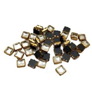 ARNA’S 1 PACK OF SIZE 6 MM X 6 MM TRANSPARENT WHITE SQUARE MOTIF STICKING KUNDAN FOR EARRING| JEWELLERY MAKING